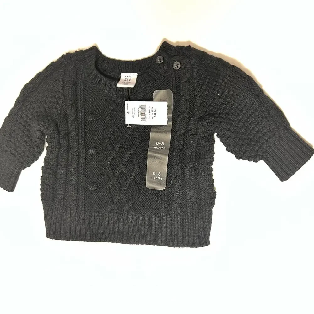Baby Gap  Black Knitted Long Sleeve Sweater Sz 0-3M